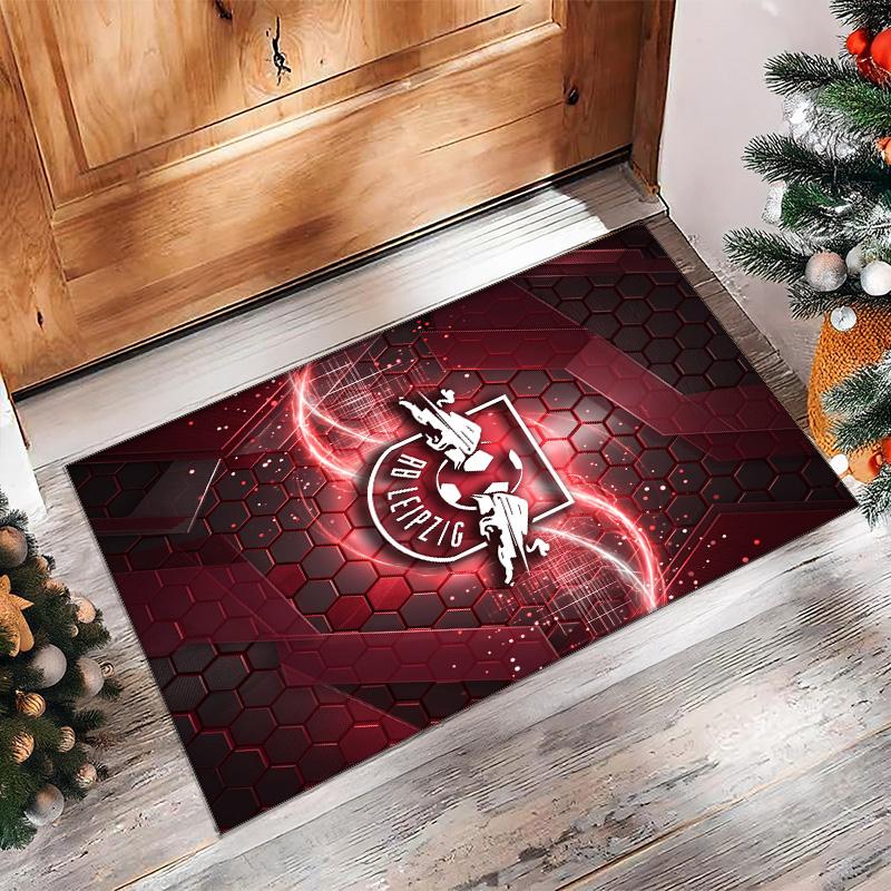 RB Leipzig Football Print Crystal Velvet Rug, Comfortable Water Absorbent Non Slip Indoor Floor Carpet