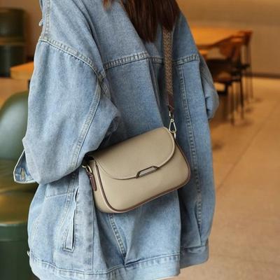 Bolsa Transversal de Couro Genuíno Moda Feminina Simples Couro de Vaca Bolsa Pequena Feminina Ombro Larga Bolsa Pequena Quadrada