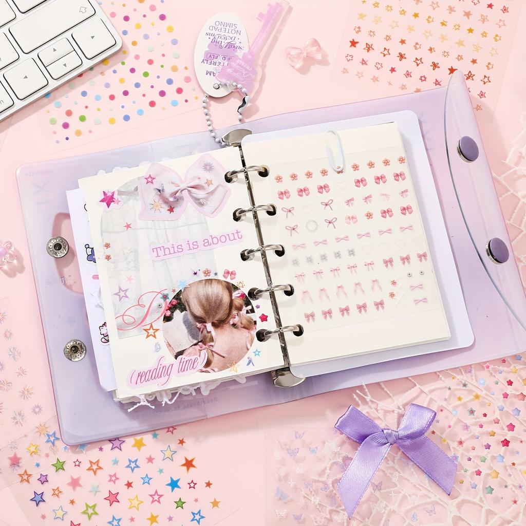 25 Sheets Mini Cartoon Die-Cutting Sticker Book, Cute Decorative Stationery Stickers, DIY Scrapbook Diary Album Nail Art Decal