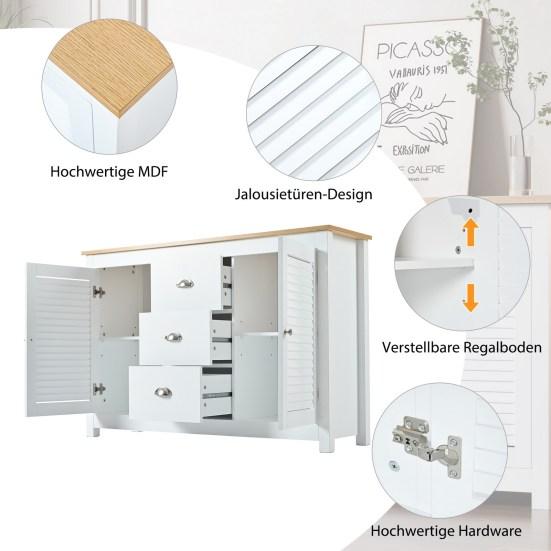 Floor Cabinet Large Capacity Stable Structure with Adjustable Shelves Space-saving Waterproof Floor Standing Kitchen Cabinet Storage