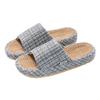 Indoor Linen Slipon Slippers With Nonslip Tpr Sole For Couples Home Use