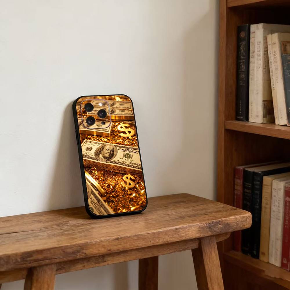 Money Gold Art Phone Case For iPhone17,16,15,14,13,12,11 Plus,Pro Magnetic For Magsafe Wireless Charging