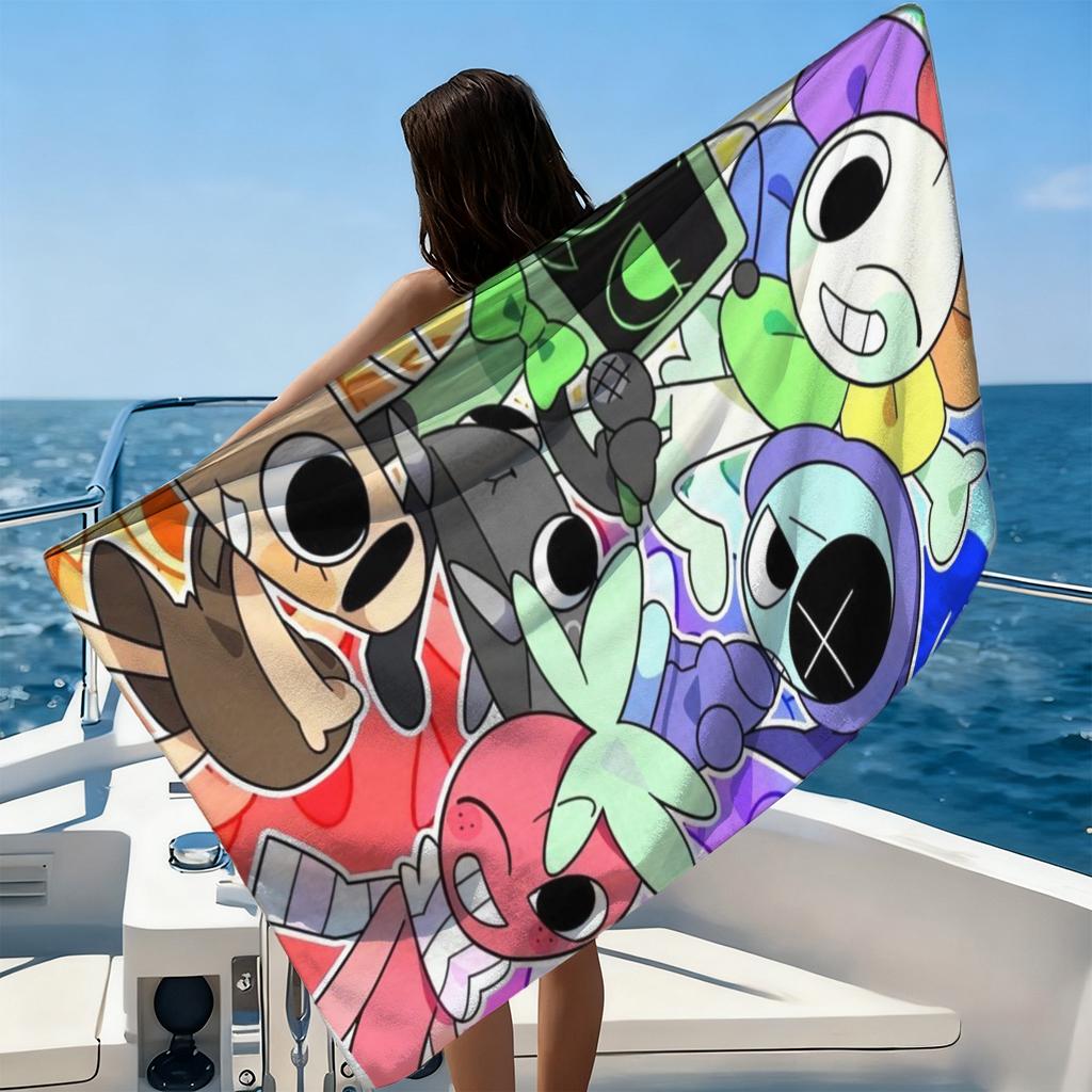 Cartoon D-Dandy's World Print Kids Beach Towel Microfiber Ultra Soft Quick Dry High Water Absorption Towel For Swimming Pool