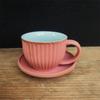 Striped Coffee Cup And Saucer Set, Retro Kiln Change Coffee Cup Creative Ceramic Cup Light Luxury Afternoon Tea Coarse Pottery Cup
