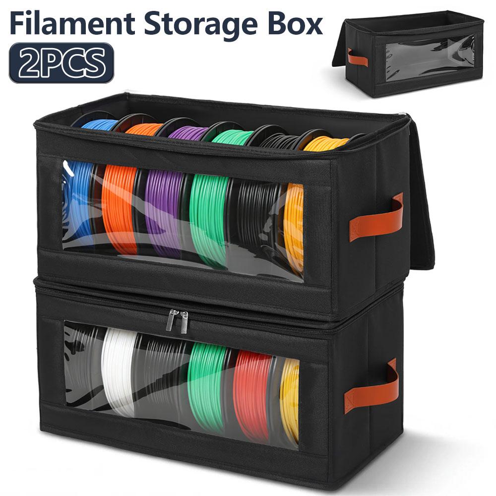 2Pcs 3D Printer Filament Storage Box Oxford Waterproof Filament Storage Container with Clear Windows Tool Accessories Organizer