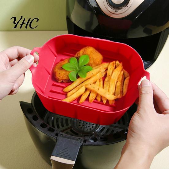 Easy To Clean Air Fryer Silicone Liner Baking Pan Liners with Handles Food-Grade Oven Square Airfryer Non-Stick Reusable Accessories for 4-6 Qt Fryers