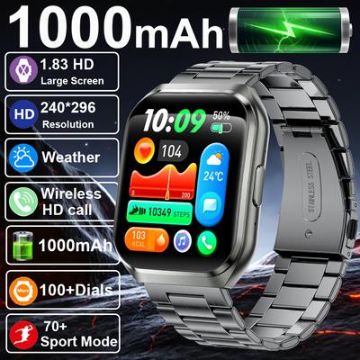 Neue Smartwatch Mann 1000mAh Lange Standby-Zeit Outdoor Smartwatch Herren IP68 Wasserdicht Herzfrequenz Sport BT Anruf Große Batterie Smartwatch