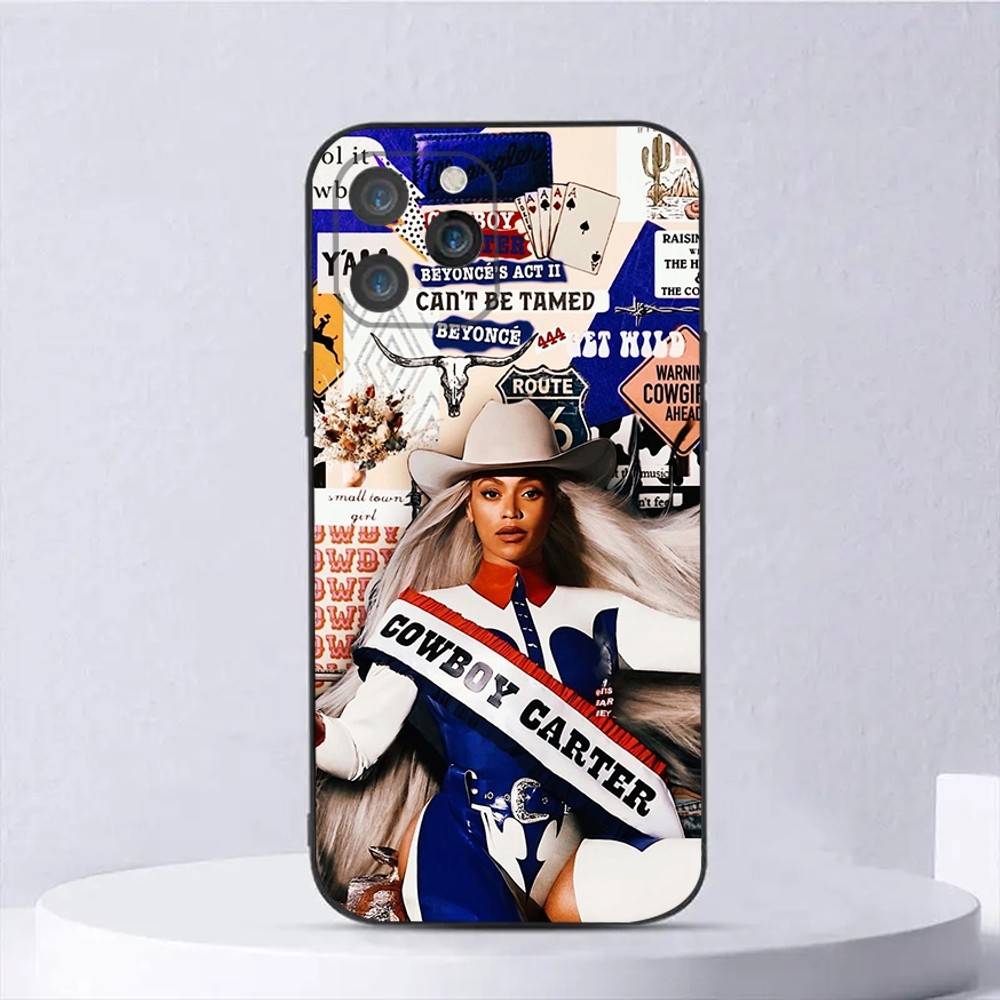 

B-Beyonce Cowboy Texas Hold Em Phone Case For iPhone 16,15,14,13,12,11,Plus,Pro Max,XS,X,E,SE,Mini Soft Silicone Black Cover iPhone16promax