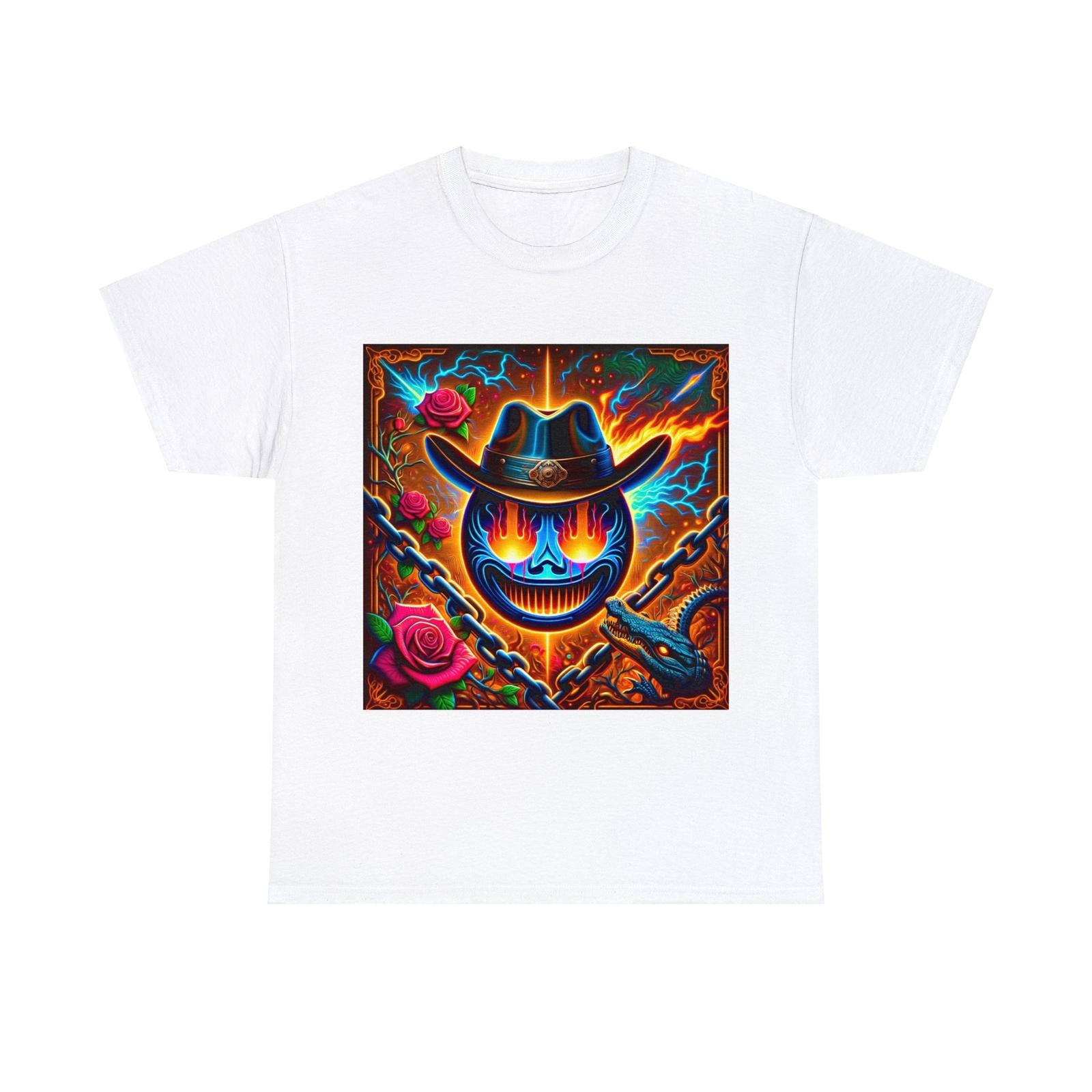 Unisex Adult T Shirt Happy Cowboy Hat Roses Alligator Weird Obscure Funny Quirky S разноцветный