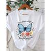 European Sizes Women's Casual Short-sleeved T-shirt-butterfly Floral and Bible Scripture Print (Deuteronomy 318)-white Christian Clothing