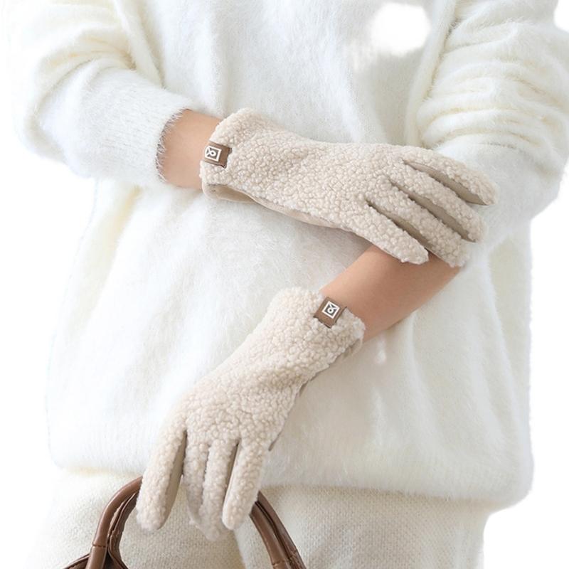 Thermals Gloves For Women Soft Faux Shearling Lined Winter Gloves Cold Weather Outdoor Activity Cycling Skiing