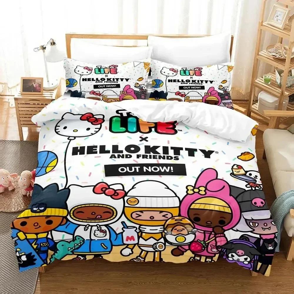 

Cartoon Toca Life World Bedding Set Duvet Cover Sheet Printed Bed Set Pillowcase Bed Full Queen King Size Comforter Bedroom 70x133cm 2pcs