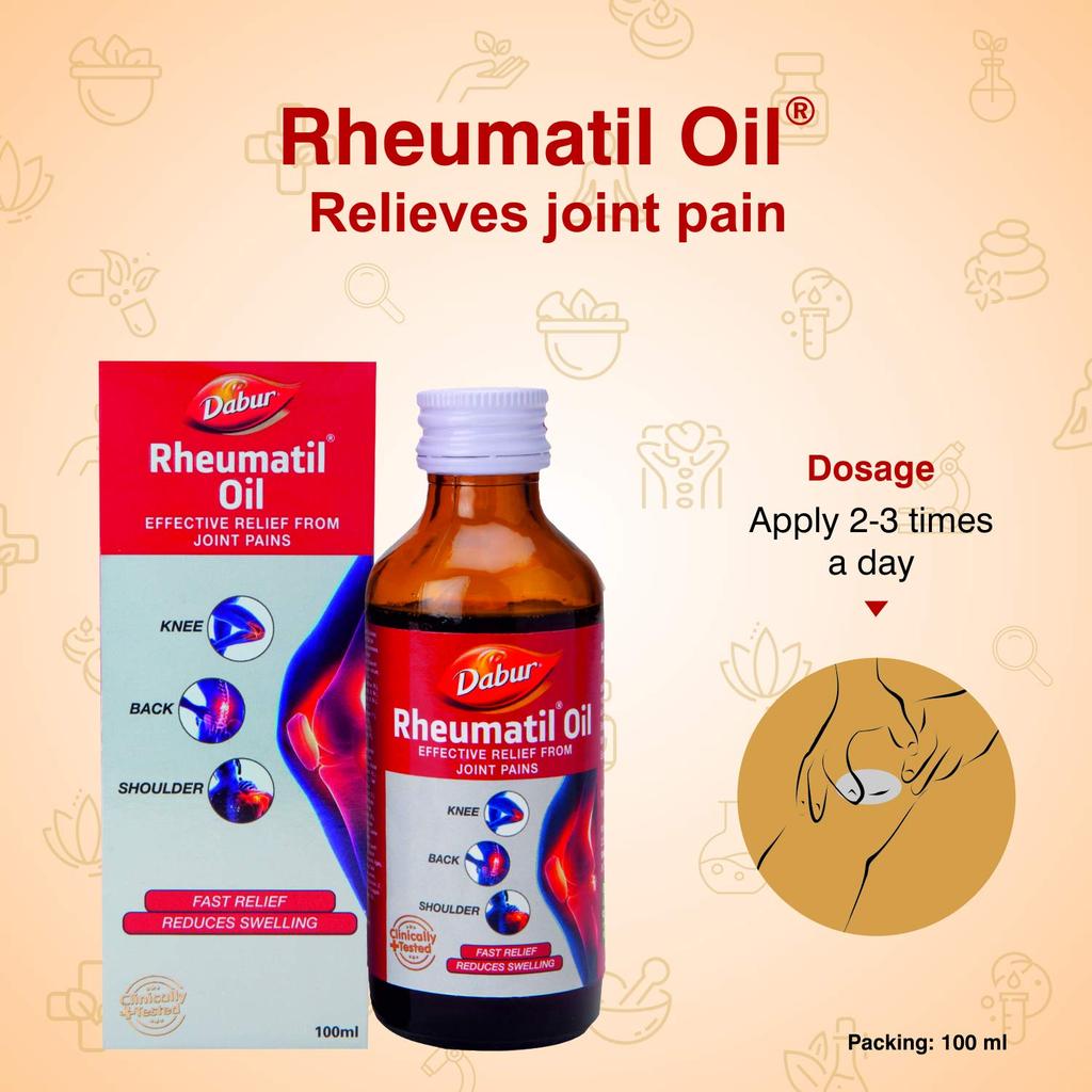 Dabur Rheumatil Oil 50Ml | Ayurvedic Massage Oil For Joint Pain, Backache, Knee Stiffness & Muscular Discomfort Relief