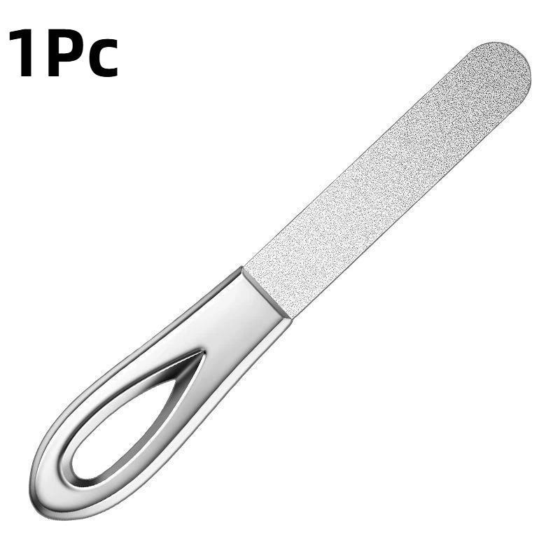 Stainless Steel Diamond Grit Nail File High Efficiency Grinding Shaping Manicure Tool for Hard Thick Finger Toe Nails Home Use 1Pc
