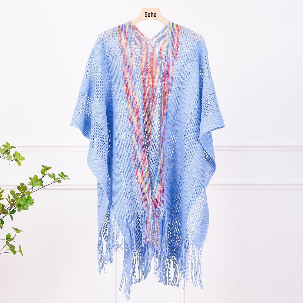 2025 Spring Slimming Knit Tassel Cardigan Shawl - Versatile, Stylish, Age-Reducing, Travel Photography-Ready