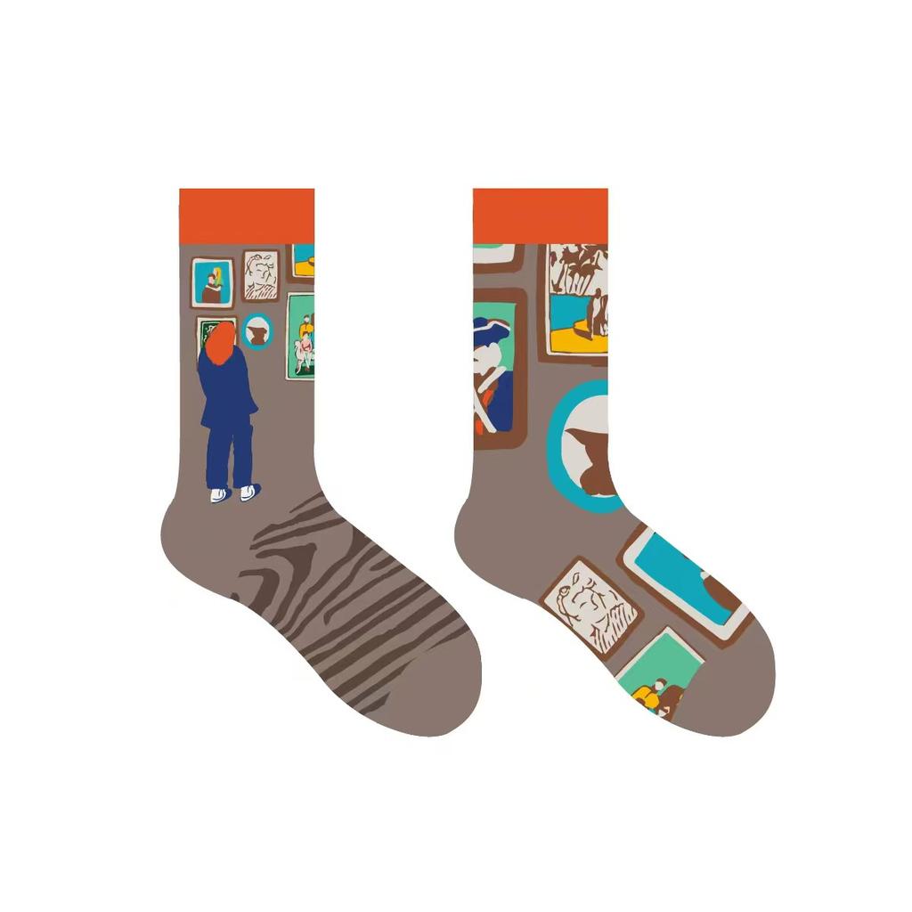 AB New Fashion Socks for Men and Women Colorful Cartoon Animal Cotton Sock Hip Hop Funny Plant Mushroom Bird Stocking