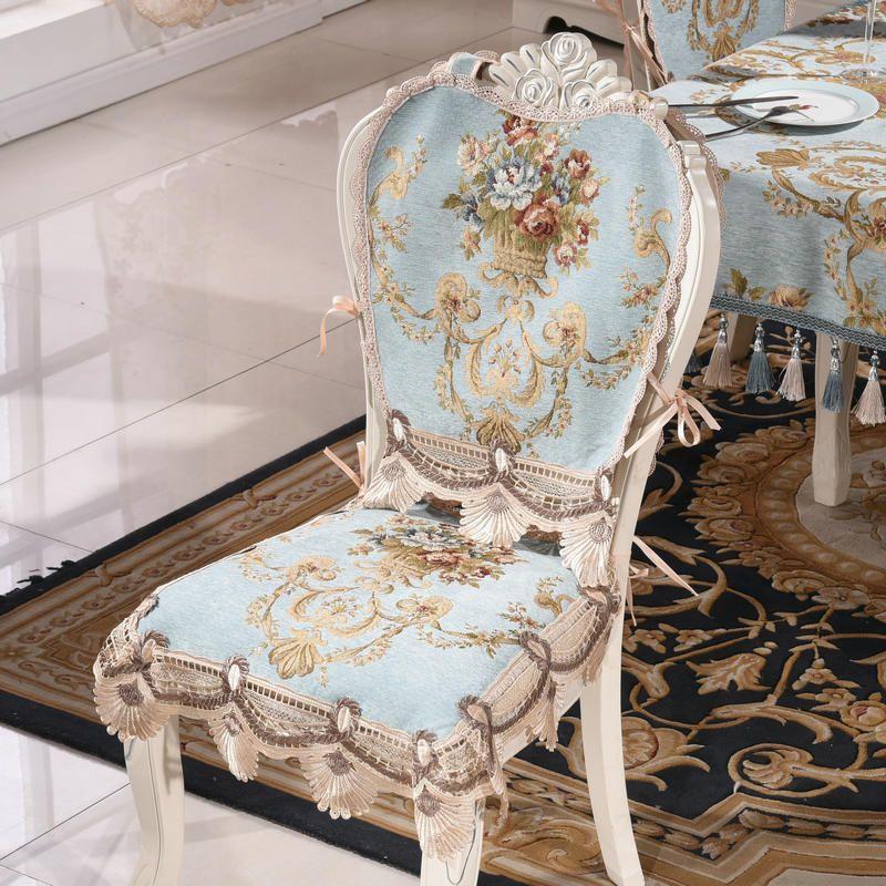 

European Luxury Large Dining Table Cloth Vintage Chair Cushion Light blue 48*51cm [chair cushion]]