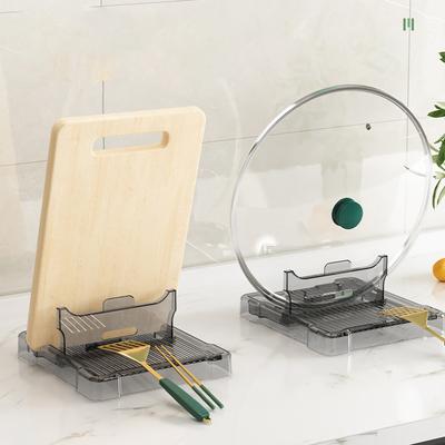 Portacoperchi Pieghevole da Cucina in Plastica Porta Coperchi per Pentole Multifunzione Porta Cucchiai Porta Spatole Ripiano Portaoggetti Accessori da Cucina