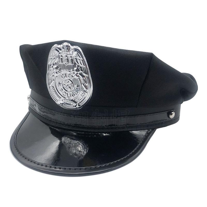 Uniform Accessories Label Police Cap Black and White Checkered Octagonal Flat Top Cap Adult Cosplay Uniform Accessories