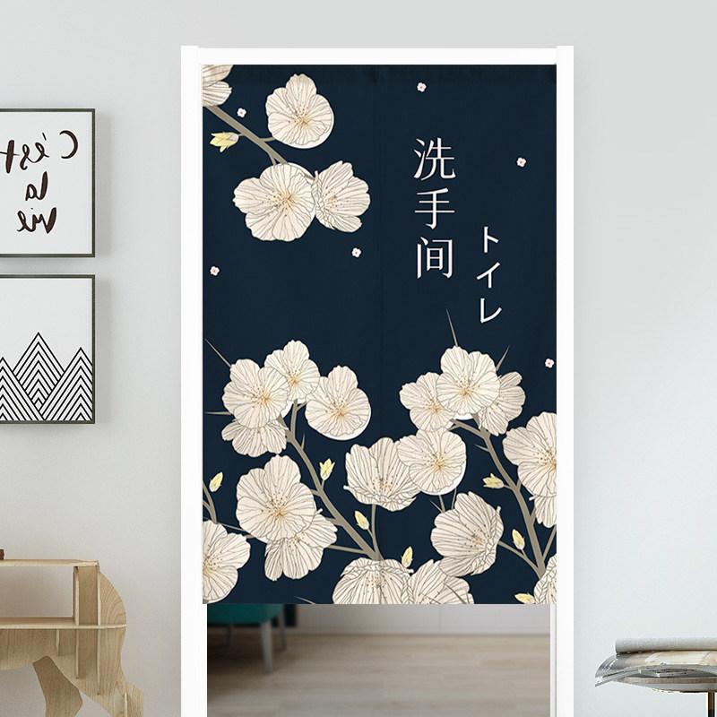 Japanese Door Curtain Cherry Blossom Chrysanthemum Ocean Wave Kitchen Doorway Partition Curtain Bedroom Bathroom Half Curtain