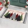 Luxury Printed Doormat Vintage Watercolor Xmas Tree Welcome Snowflake Golden Star Floor Mat For Front Entry Porch Indoors