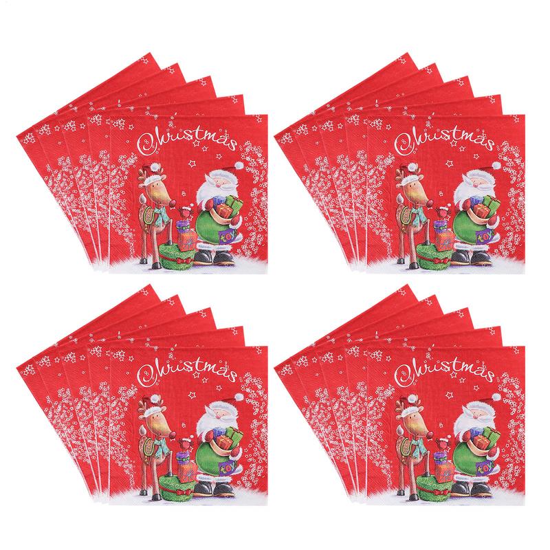 20 Stück/Packung 33cm 2-lagige Servietten mit Weihnachtselementen bedruckt Weihnachtsserie Party Einweg-Papier-Tischsets Tischdekoration Papier