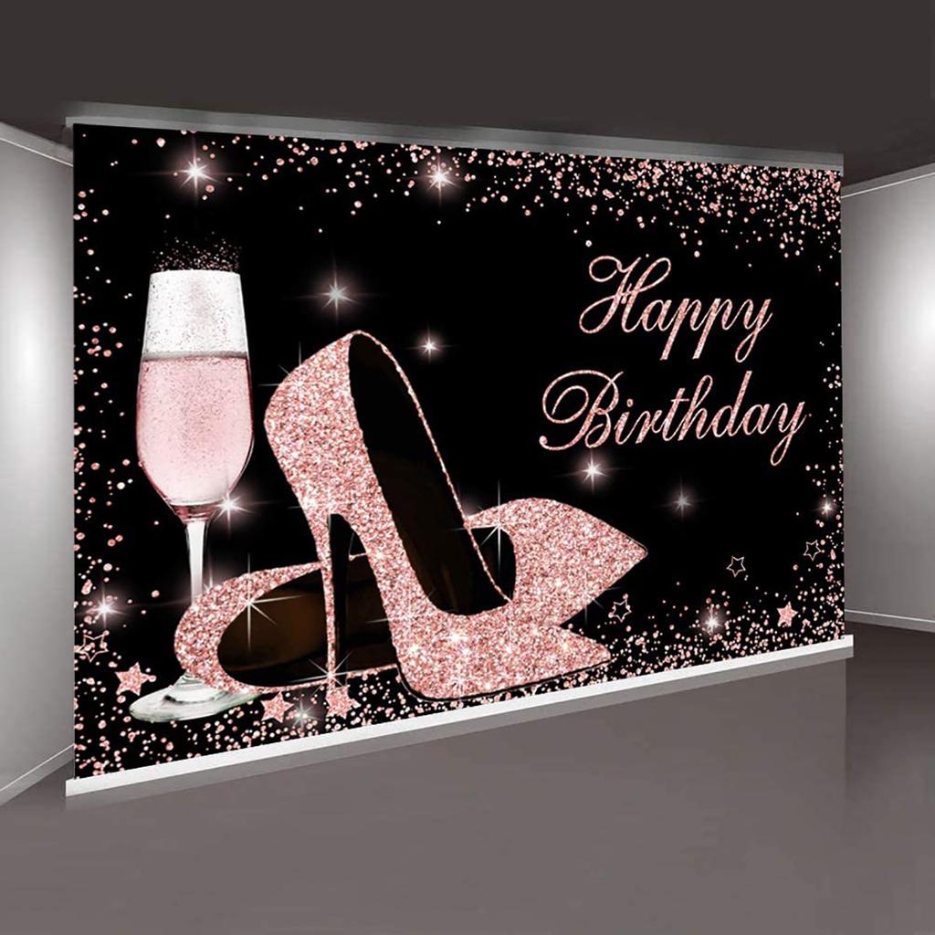 Yeele Geburtstags-Hintergrund Runde – 2,3 M Durchmesser, Polyester, Mit High Heels & Ballons, Für Fotoshootings