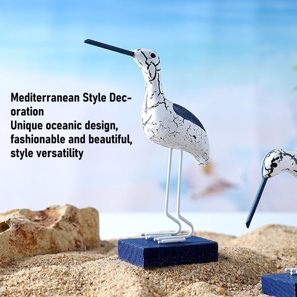 3pcs Blue White Color Seagull Statue 5in Seabird Sculpture Beach Outdoor Decor