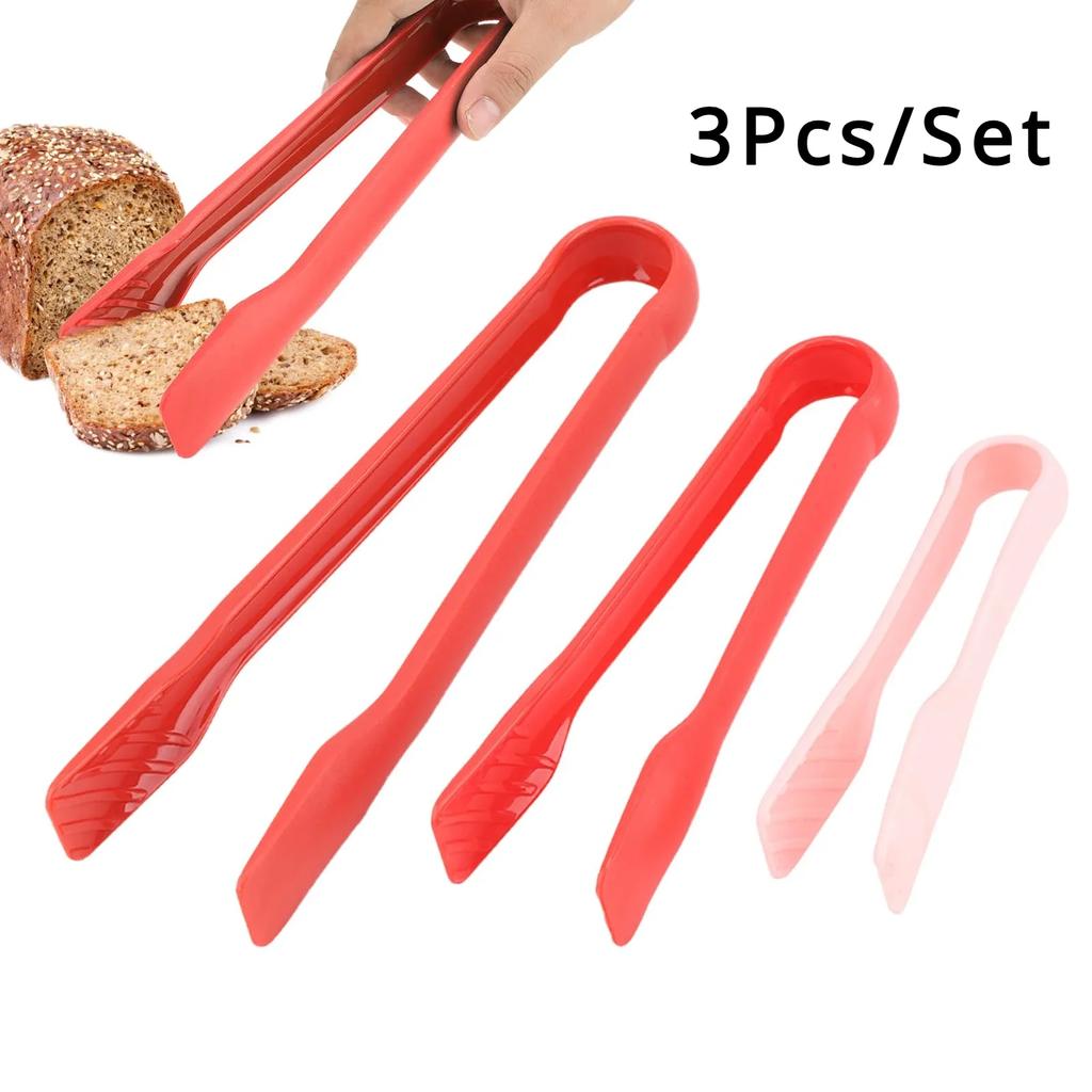 3 Tailles Pinces à Pain, Pinces de Service Alimentaire en Plastique pour Salade Ensemble d'Ustensiles de Cuisine Pinces de Cuisine pour Cuisine, Barbecue, Buffet, Fête