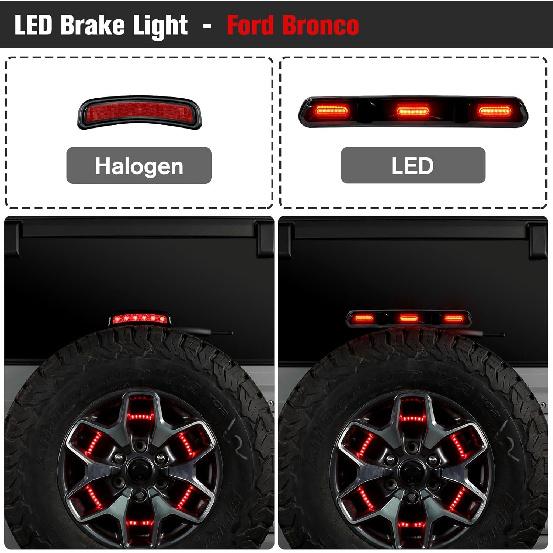 

LED Third Brake Light Replacement for Ford Bronco 2021 2022 2023, Raptor-Style High Mount Stop Light 3rd Brake Lamp(Not Fit for Ford Bronco Raptor)