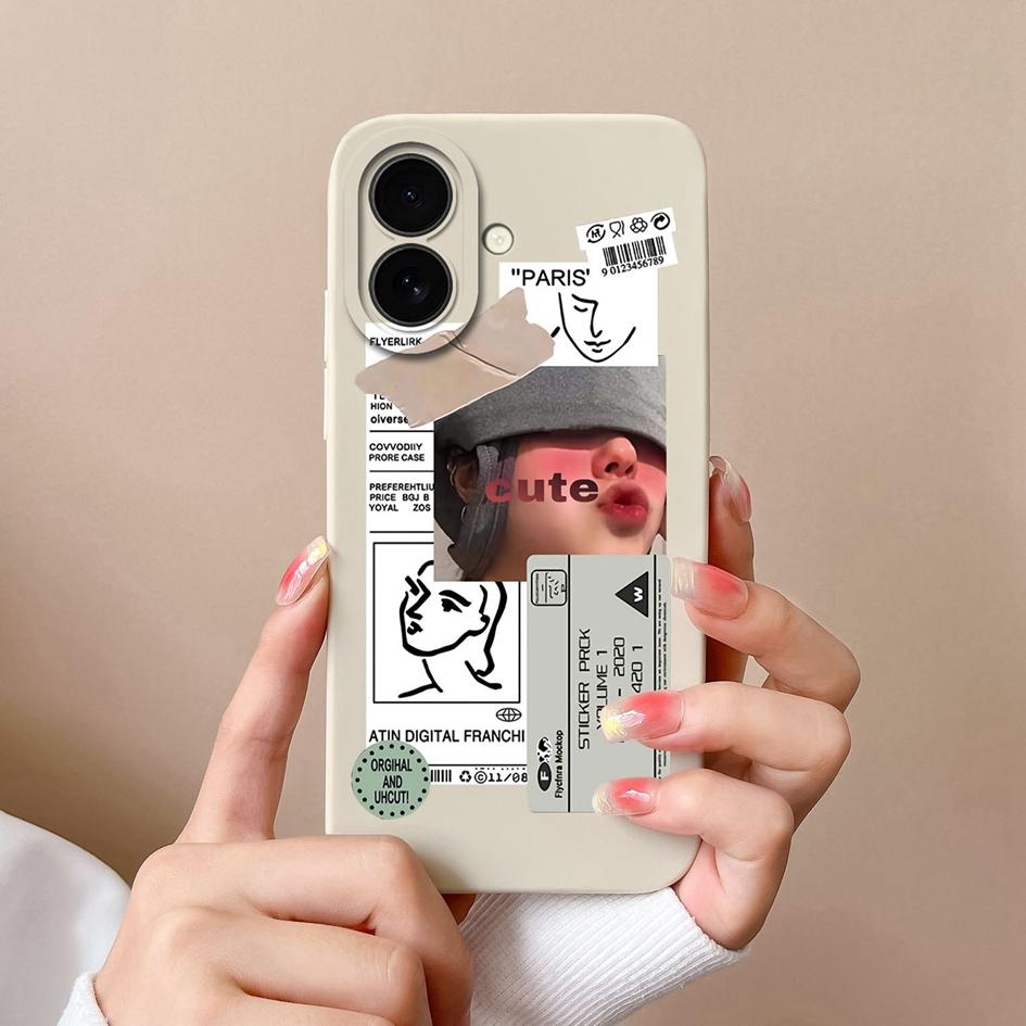 Aesthetic Phone Cover For Apple iPhone 16 Pro 16plus 16promax Fashion Cool Girl Boy Soft Liquid Silicone High Quality Super Shockproof For iPhone Capa