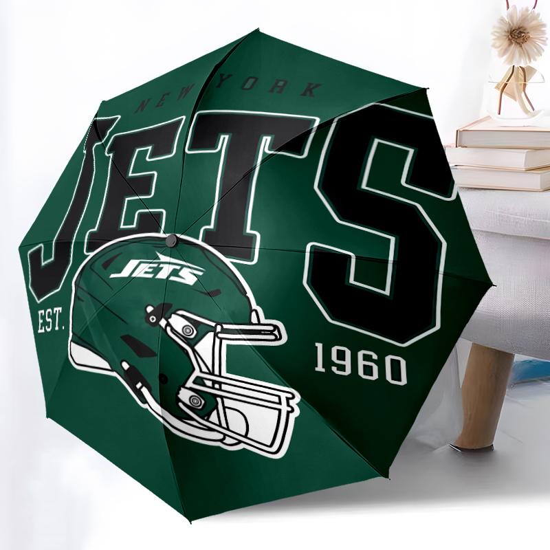 Printed New York Jets logo Folding Umbrella,Outdoor,Leisure,And Travel Umbrella,Durable Umbrella Fabric,Birthday And Holiday Gift