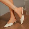 New Baotou Semi-slippers Women's Summer Wear Metal Pointed Toe Shallow Suede Non-slip Stiletto High Heels