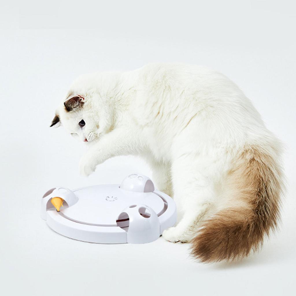 Fang Maus Katze Drehteller Interaktives Geschwindigkeitsverstellbares Katze Rotierendes Drehteller Spielzeug mit 3 Mäusen