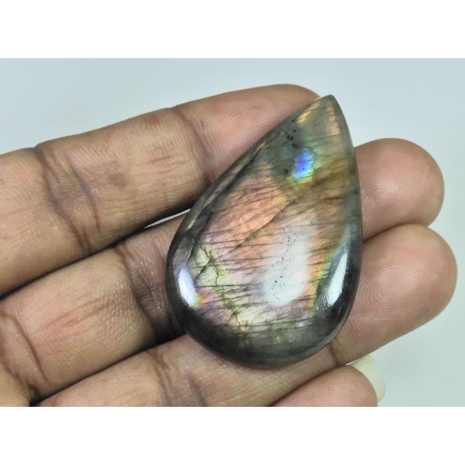 30X47X07MM Natural Purple Labradorite Spectrolite Pear Loose Gemstone 85Cts. D-410