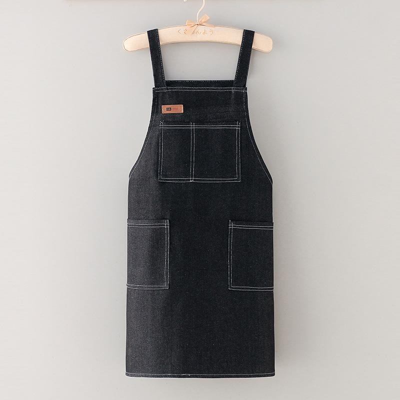 Thick Denim Apron with Pocket Jean for Women Men Hair Stylist Barista Coffee Shop In Beautiful Salon Oil Resistant Apron Bib