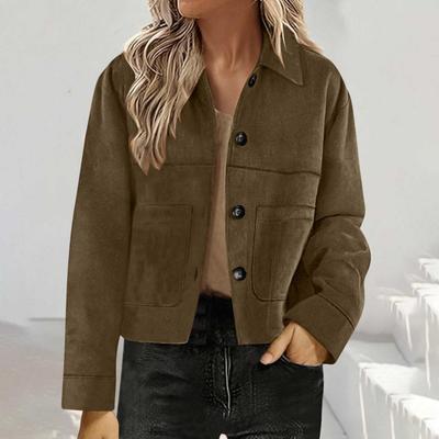 Women's 2025 European & American Style Faux Suede Winter Jacket – Short, Casual, Lightweight Autumn Fashion Trend Coat