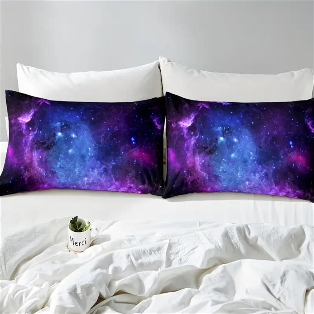 2/3 st Livfull Lila Galax Rymd Stjärna Flyg Nebulosa Dra-på-lakan Set - Mjukt, Andningsbart, Bekvämt, Djupficka Madrass