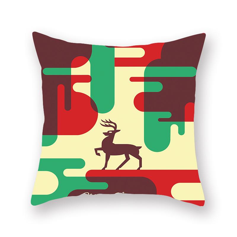 Cartoon Print Christmas Pillow Holiday Decoration Sofa Pillow Case Christmas Cushion