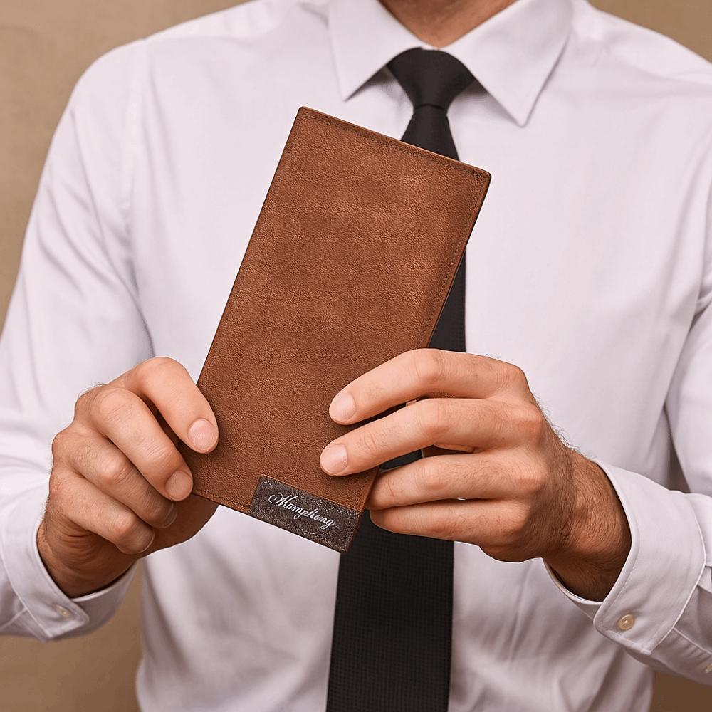 Large Capacity Business Clutch Bag Elegant ID Card Holder Fashion Male Long Zipper Wallet Gift