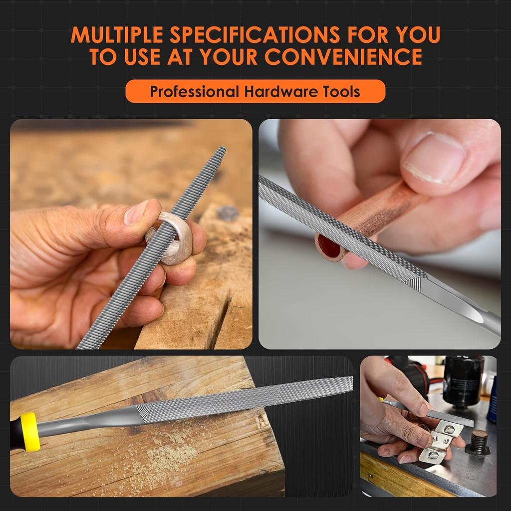 6-Piece Needle File Kit with High Temperature Quenching and Rubber Handle - Includes 6 Shapes Flat, Flat Warding, Square, Triang