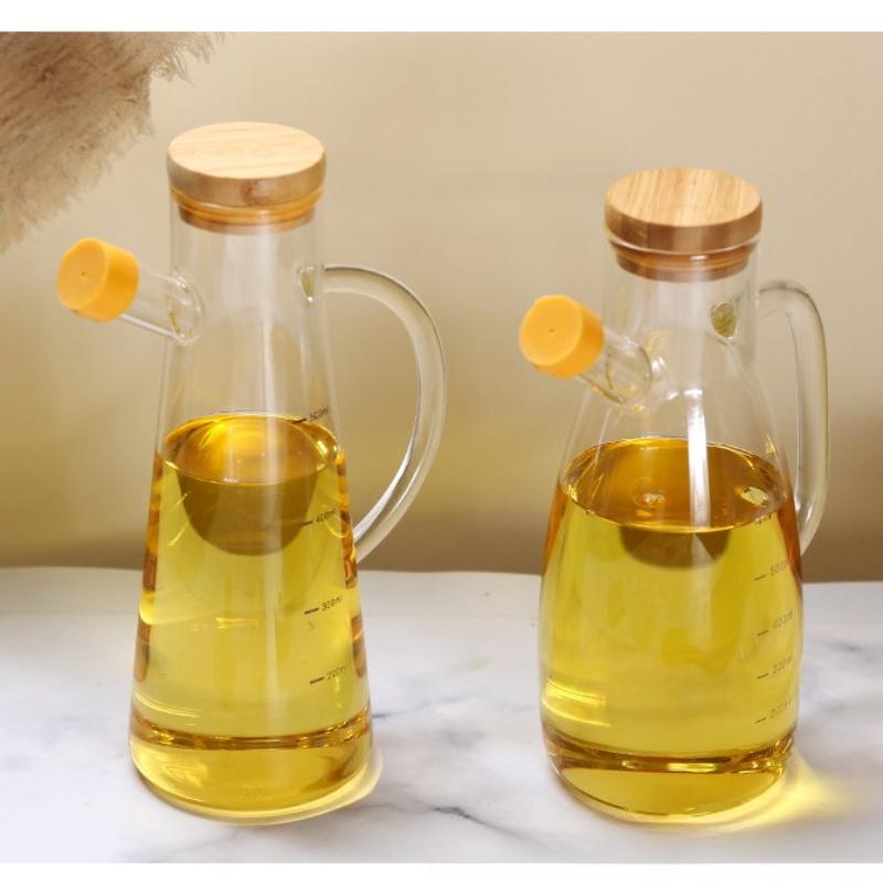 Nordic-style High Borosilicate Glass Oil Pot, Graduated Seasoning Bottle for The Kitchen, Household Leak-proof Bottle Tools