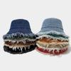 Retro Streetwear Denim Fisherman Hat With Wide Brim For Sun Protection In Summer