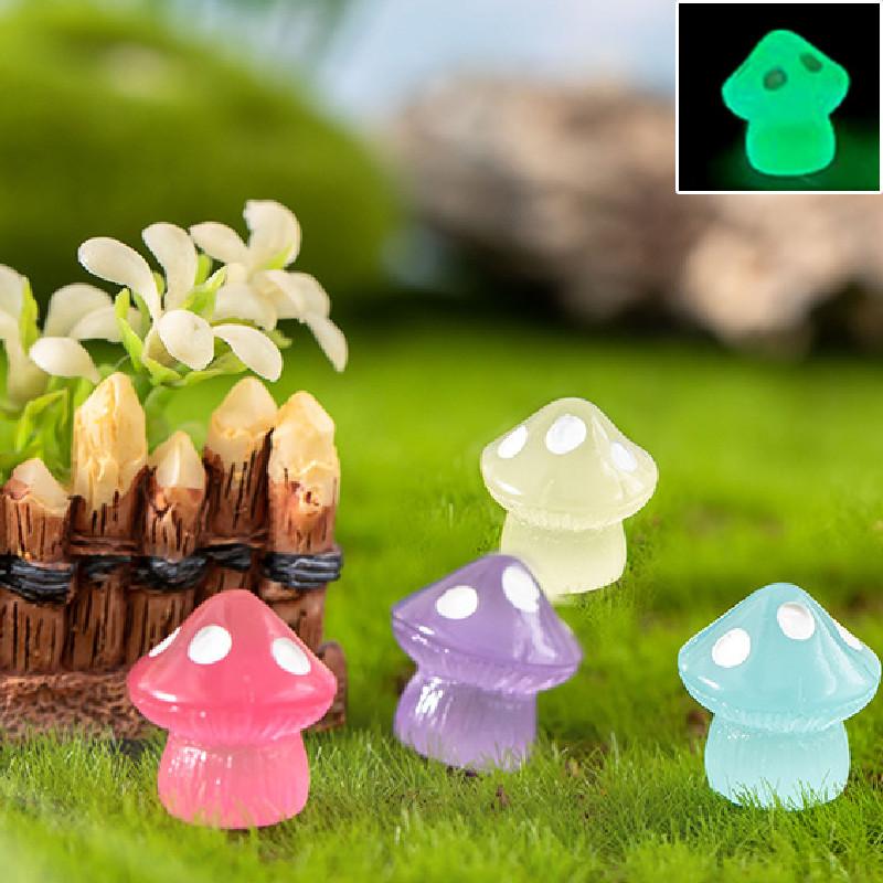 Adorable Resin Colorful Night Glowing Mushroom Fluorescent Craft Plant Decor