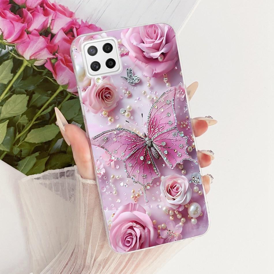 For Samsung Galaxy A22 4G A225F 5G A226B Cute Flower Butterfly Cat Painted Case For Samsung A22 Soft Silicone TPU Phone Cases