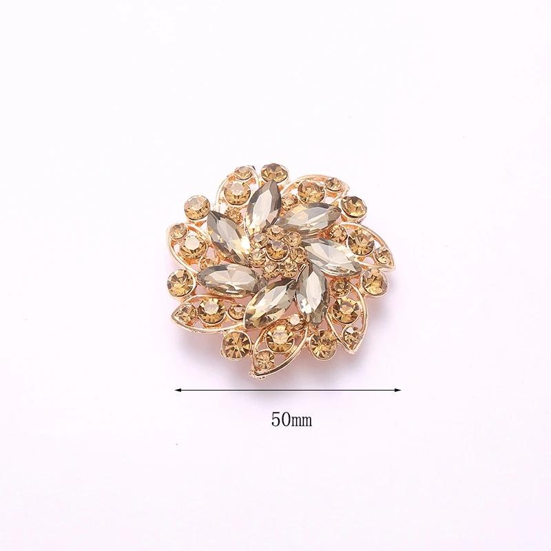 

1pcs High-grade black white champagne rhinestone flower buttons fur mink coat collar decorative buttons 50mm 50mm
