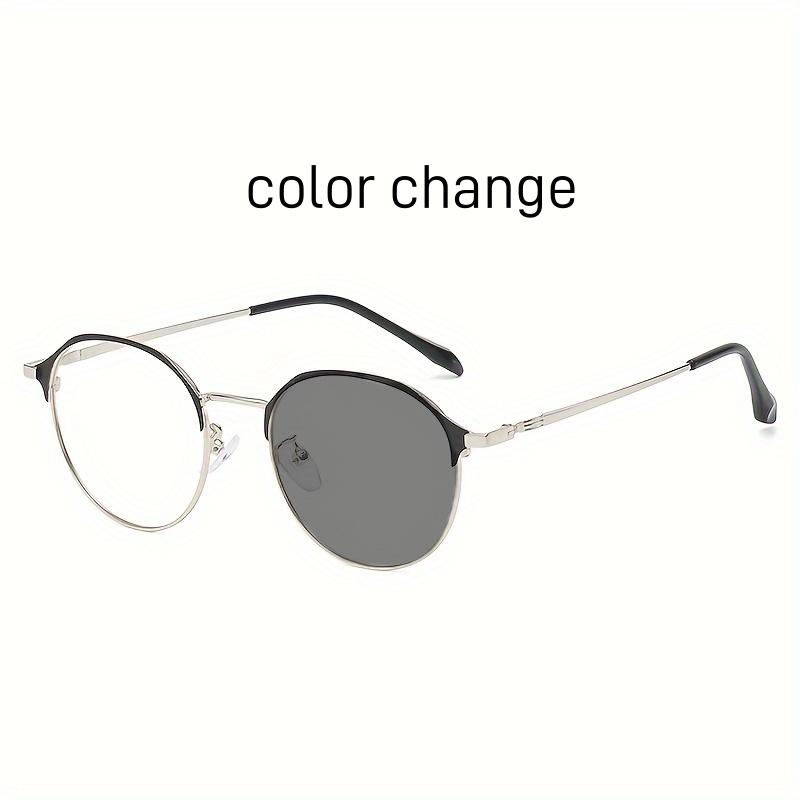 Trendy Blue Light Blocking Glasses Unisex Retro Color Changing Metal Frame For Men Women  Anti Eye Strain