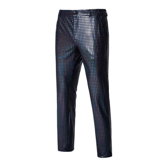 

Men Sequin Suit Pants Sparkly Straight Leg Disco Trousers Shiny Party Trousers S чёрный