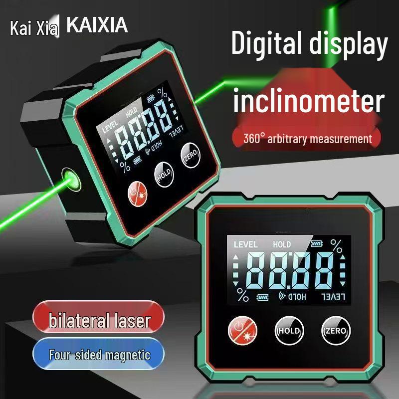 High-Precision Digital Laser Level with Spirit Level, Angle & Slope Measurement
