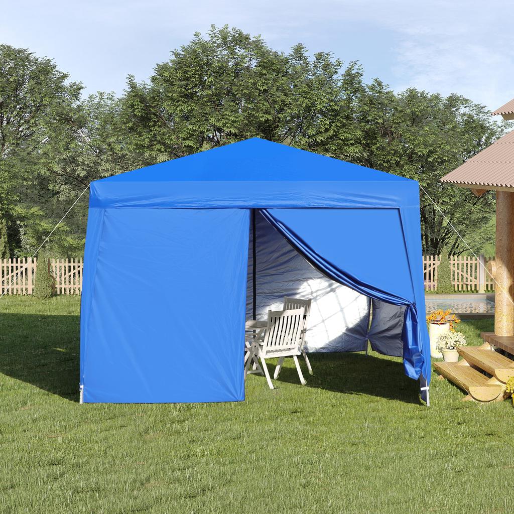 Gazebo Pieghevole 3 x 3 m, impermeabile, robusto e resistente all'inverno, con 4 pareti laterali e 4 sacchi di sabbia, protezione UV 50+, pieghevole, telaio in acciaio (blu)
